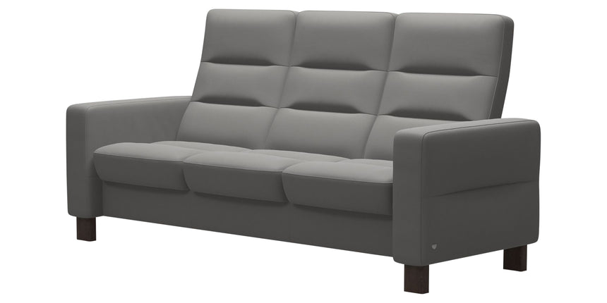 Paloma Leather Silver Grey & Wenge Base | Stressless Wave 3-Seater High Back Sofa | Valley Ridge Furniture