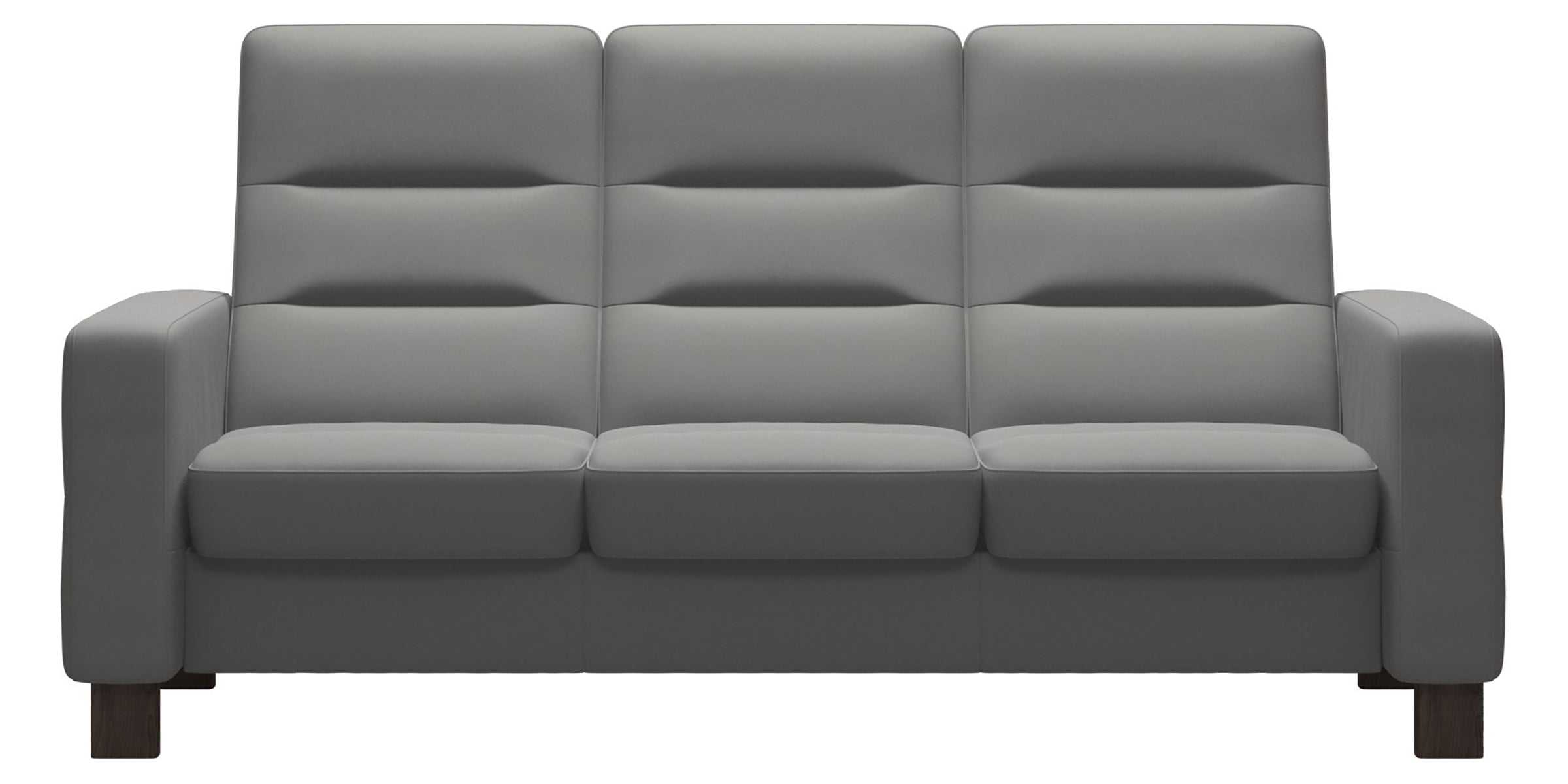 Paloma Leather Silver Grey & Wenge Base | Stressless Wave 3-Seater High Back Sofa | Valley Ridge Furniture