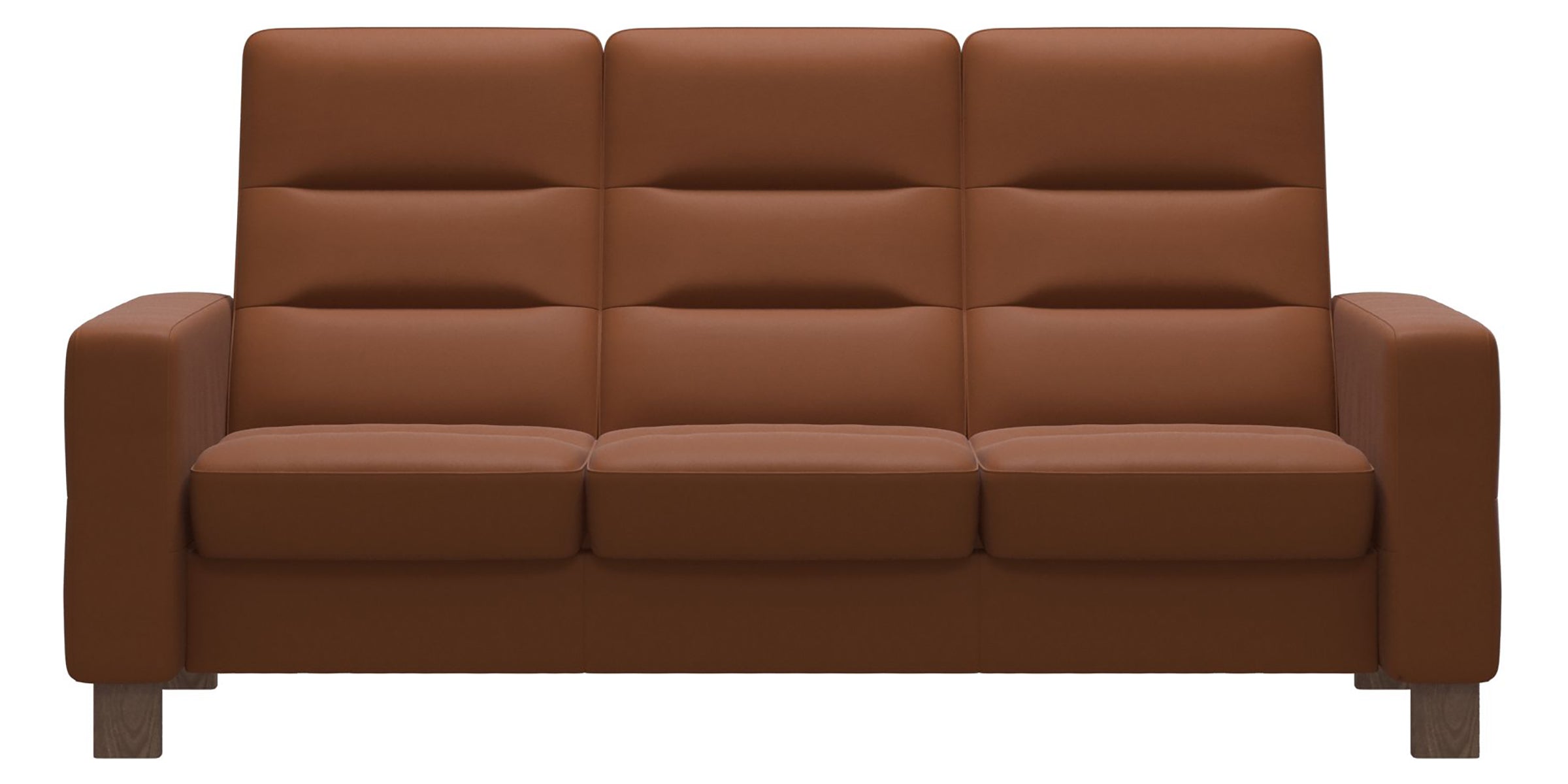 Paloma Leather New Cognac &amp; Walnut Base | Stressless Wave 3-Seater High Back Sofa | Valley Ridge Furniture