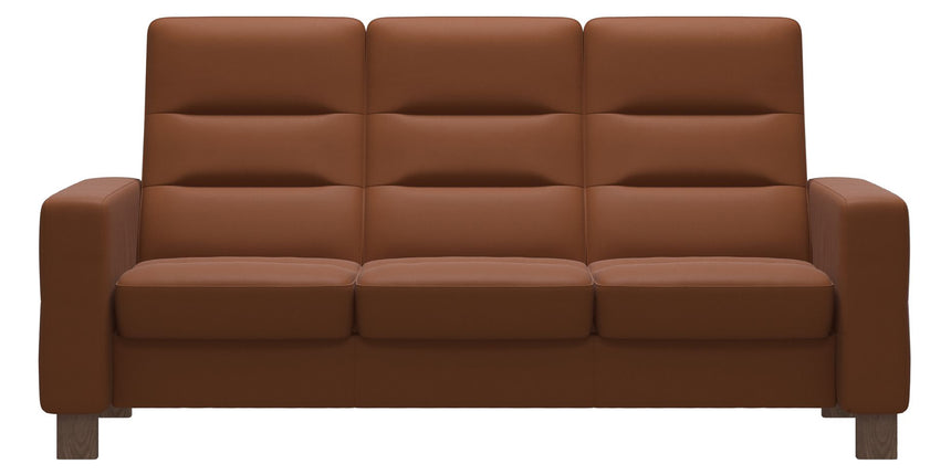 Paloma Leather New Cognac & Walnut Base | Stressless Wave 3-Seater High Back Sofa | Valley Ridge Furniture