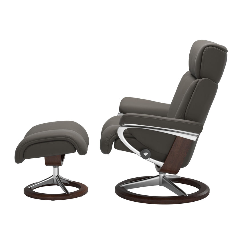 Magic Recliner - Signature Base - Paloma Metal Grey - Brown Wood