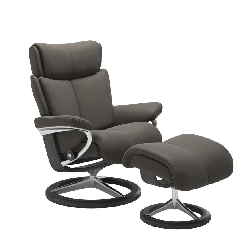 Magic Recliner - Signature Base - Paloma Metal Grey - Grey Wood