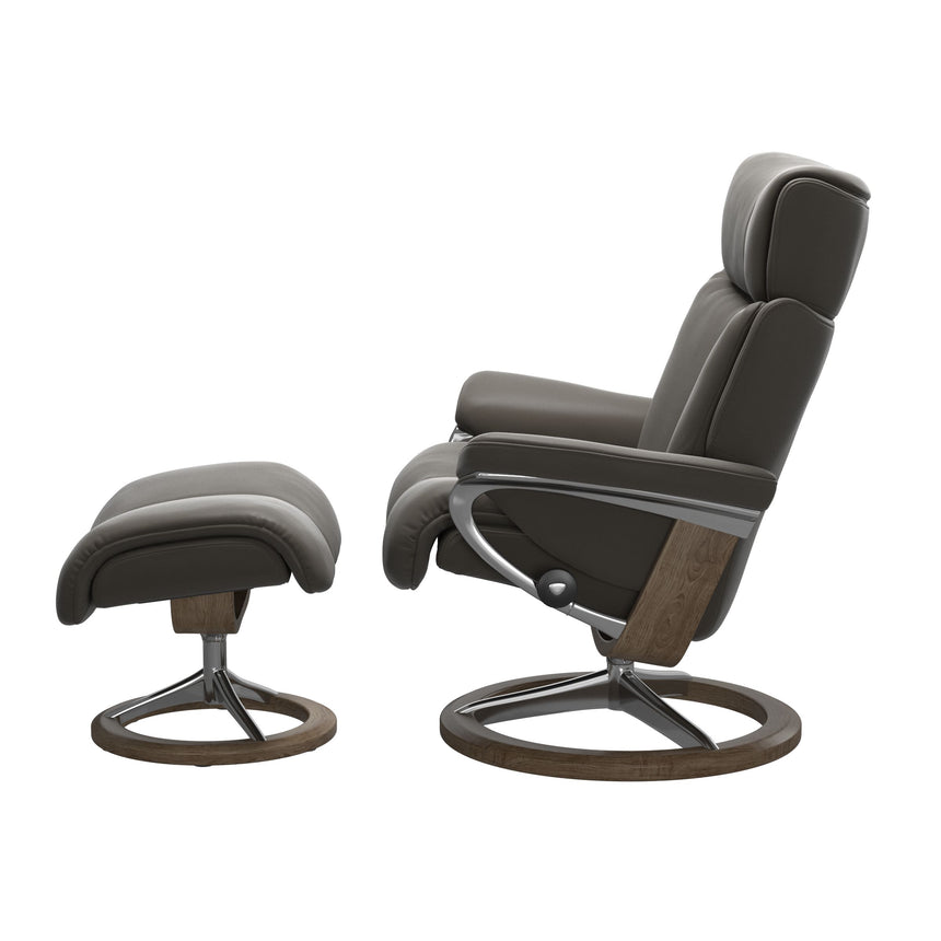 Magic Recliner - Signature Base - Paloma Metal Grey - Smoked Oak Wood