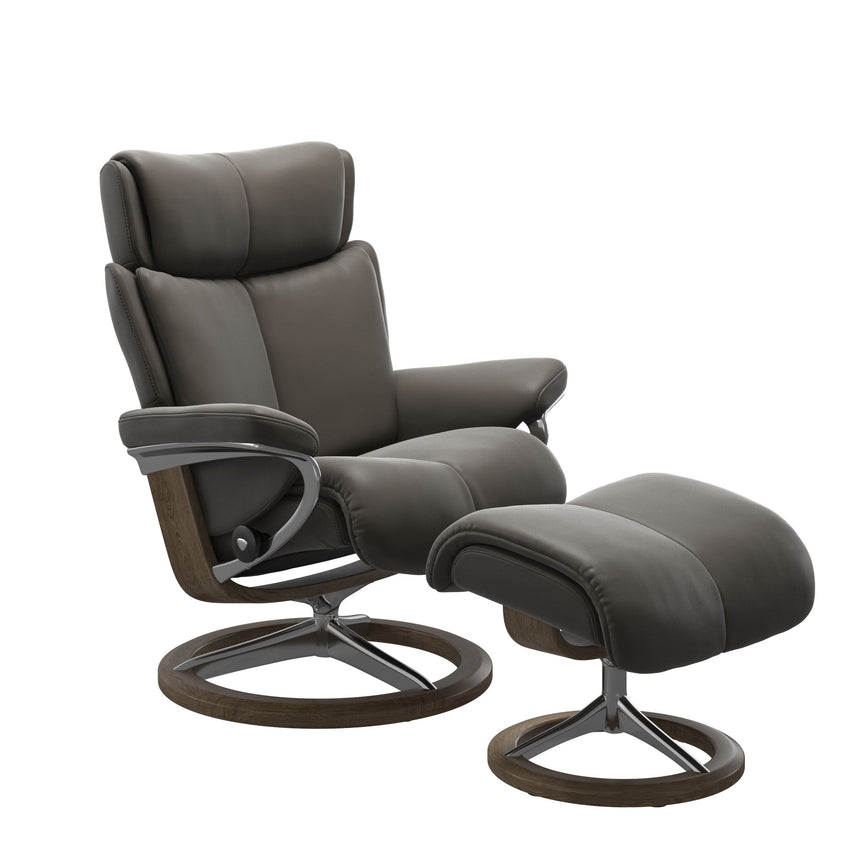 Magic Recliner - Signature Base - Paloma Metal Grey - Smoked Oak Wood
