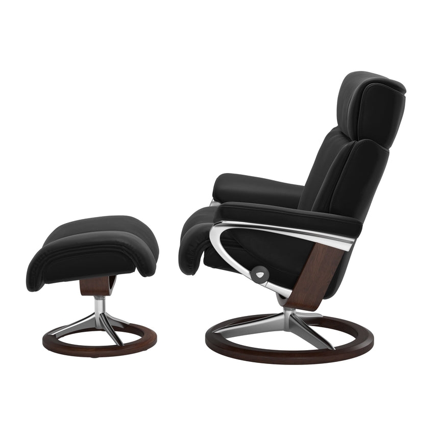 Magic Recliner - Signature Base - Paloma Black - Brown Wood