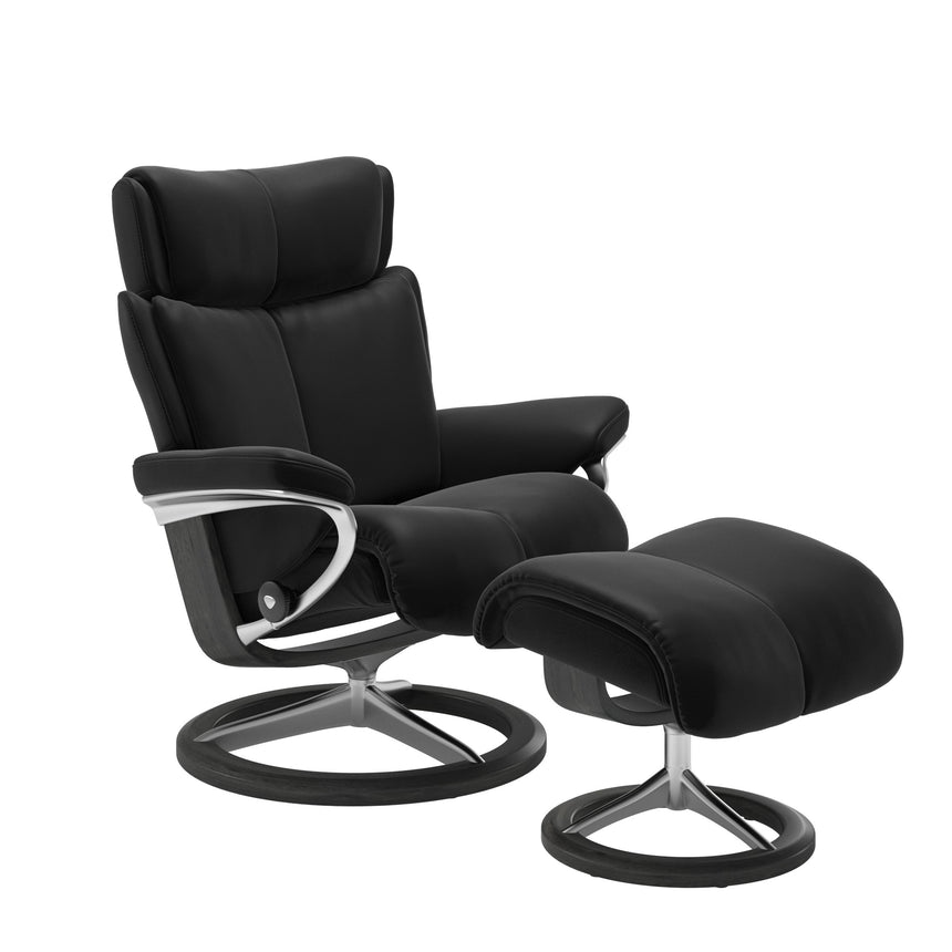 Magic Recliner - Signature Base - Paloma Black - Grey Wood