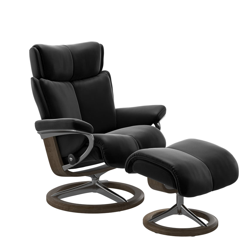 Magic Recliner - Signature Base - Paloma Black - Smoked Oak Wood