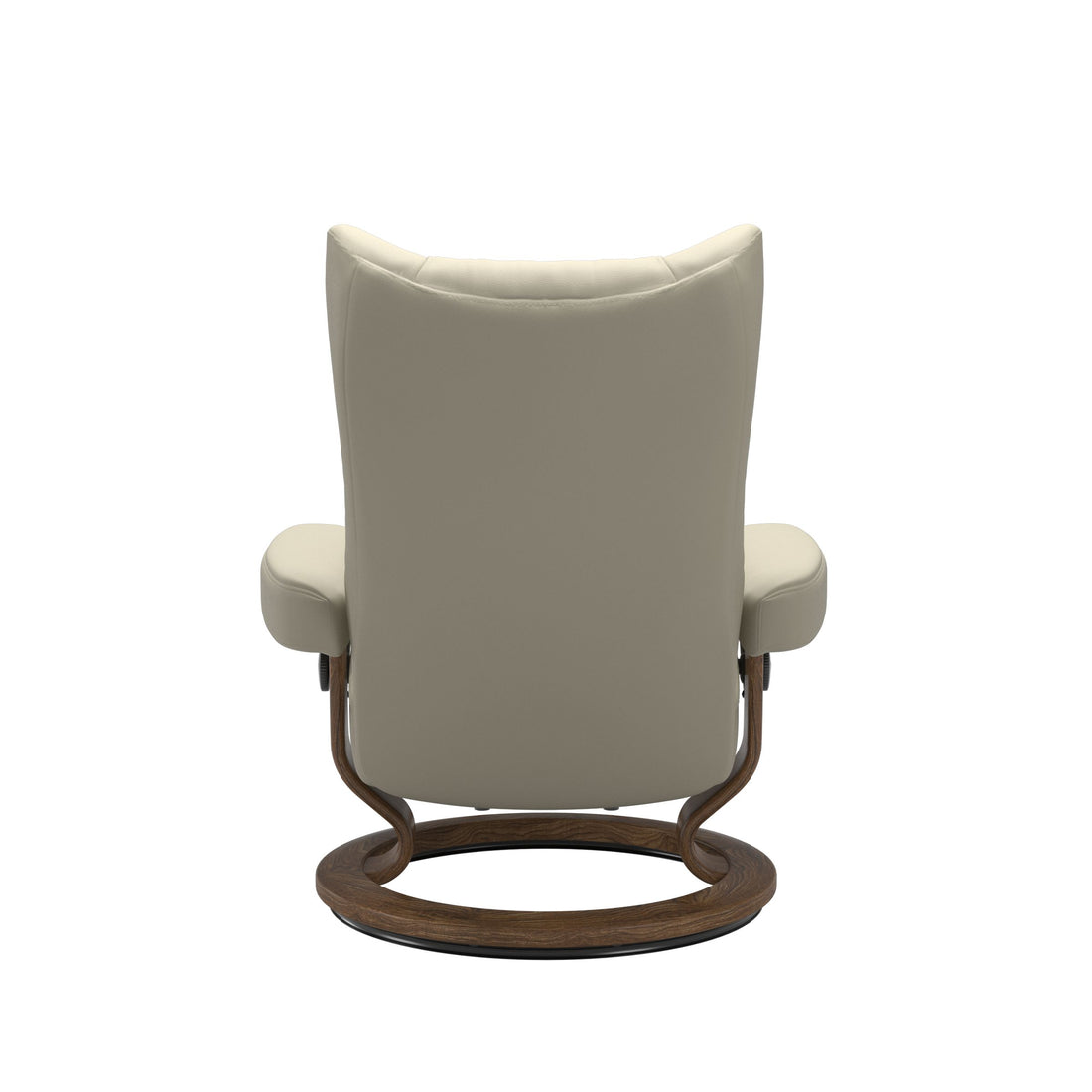 Stressless Wing Recliner Classic Base in Paloma Light Grey, Teak, back view
