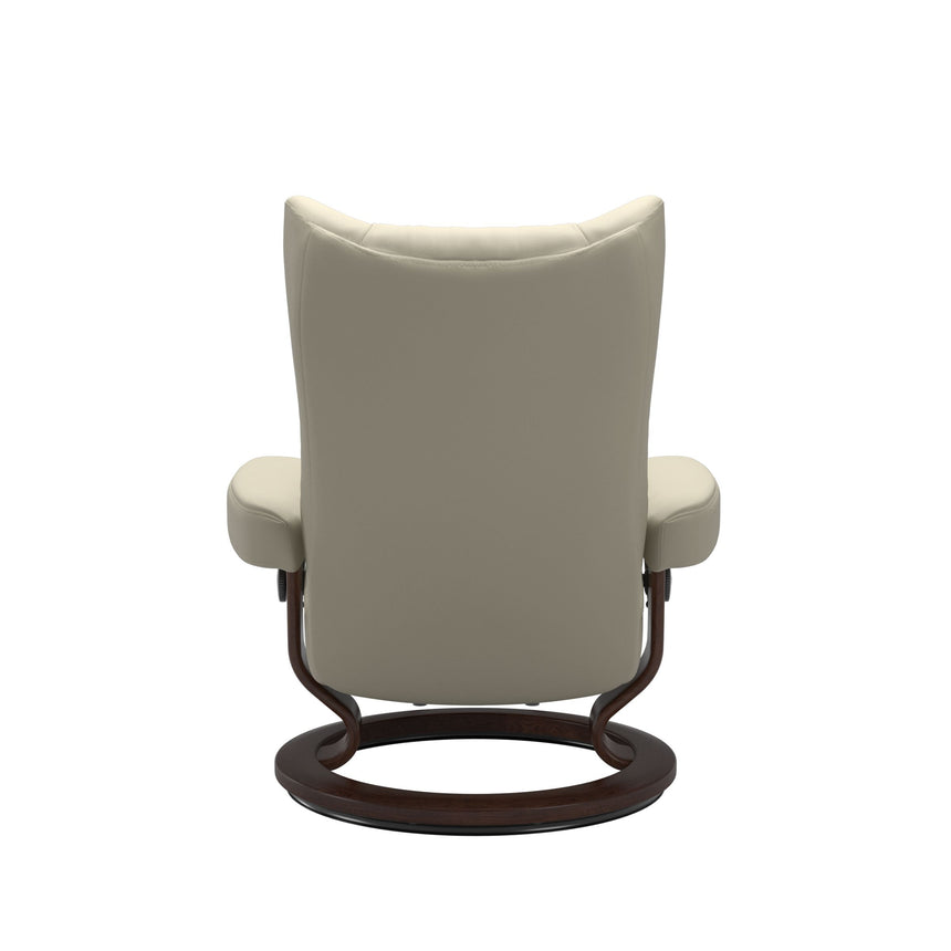 Wing Recliner - Classic Base - Paloma Light Grey - Brown Wood