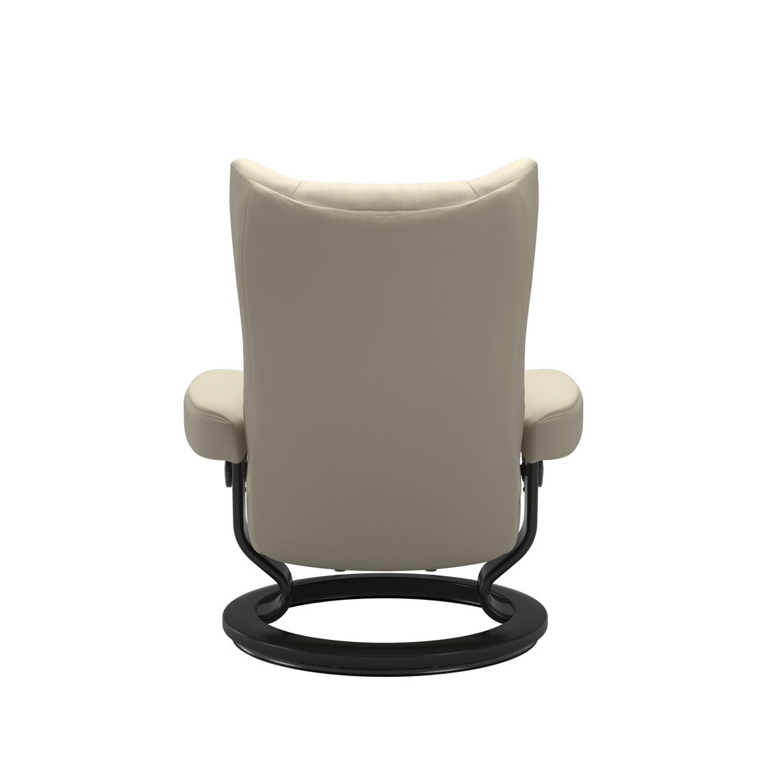 Stressless Wing Recliner Classic Base in Paloma Light Grey, Black, back view