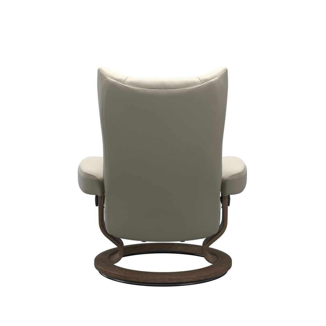 Stressless Wing Recliner Classic Base in Paloma Light Grey, Smoked Oak, back view