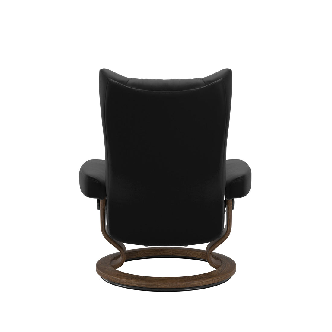 Stressless Wing Recliner Classic Base in Paloma Black, Teak, back view