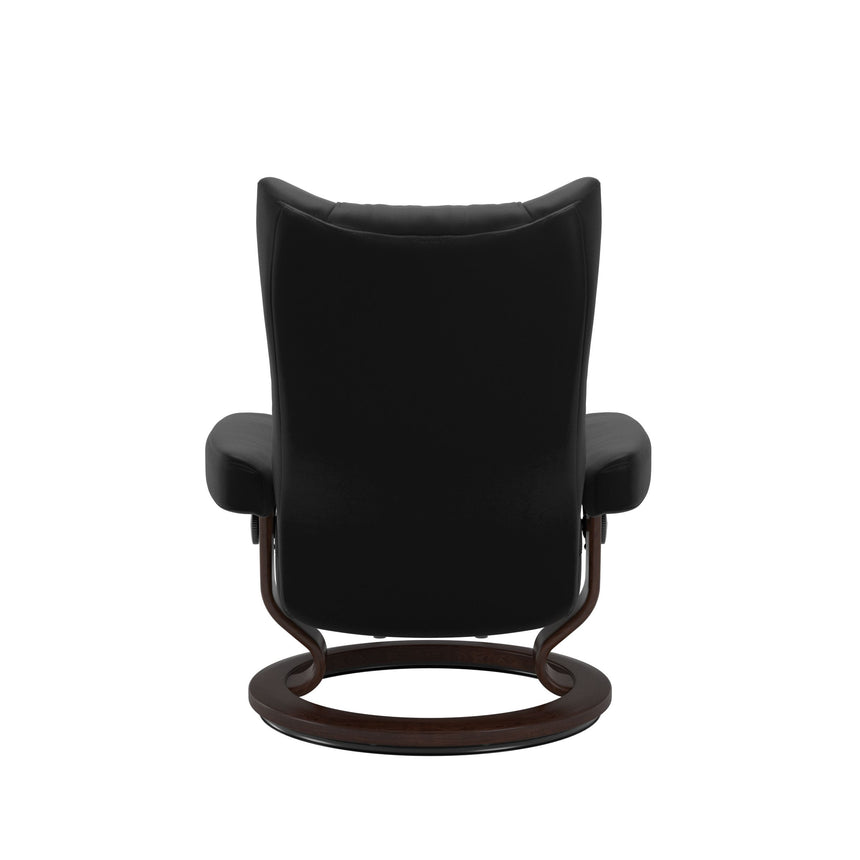 Wing Recliner - Classic Base - Paloma Black - Brown Wood