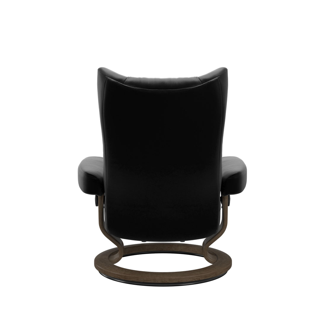 Stressless Wing Recliner Classic Base in Paloma Black, Smoked Oak, back view