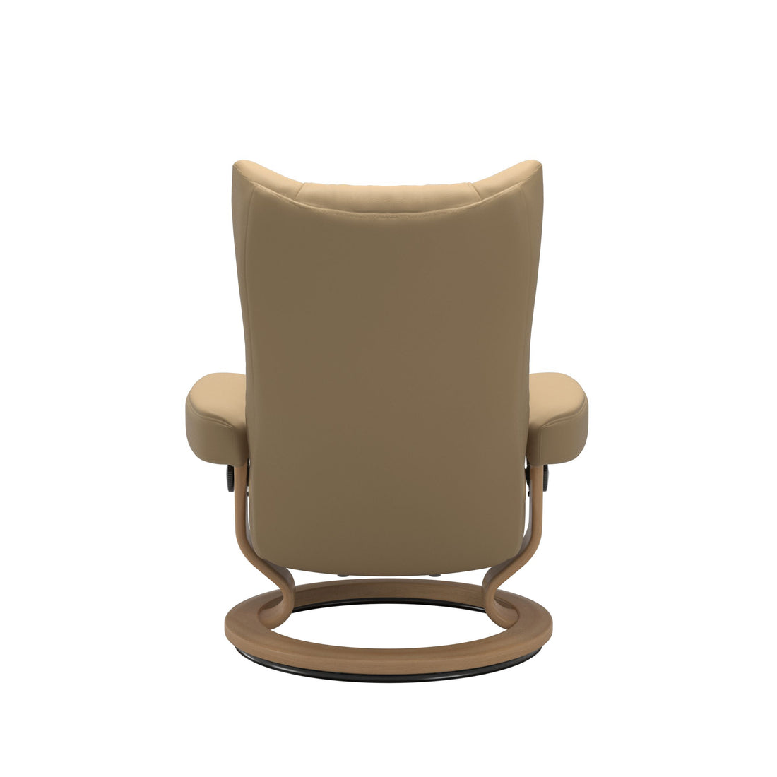 Stressless Wing Recliner Classic Base in Paloma Sand, Oak, back view
