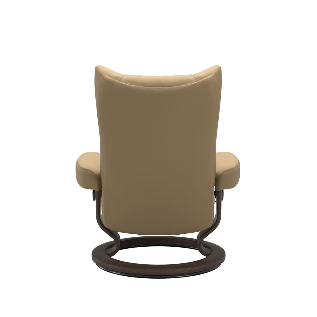Stressless Wing Recliner Classic Base in Paloma Sand, Wenge, back view