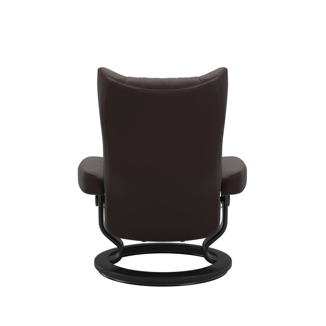 Stressless Wing Recliner Classic Base in Paloma Chocolate, Black, back view