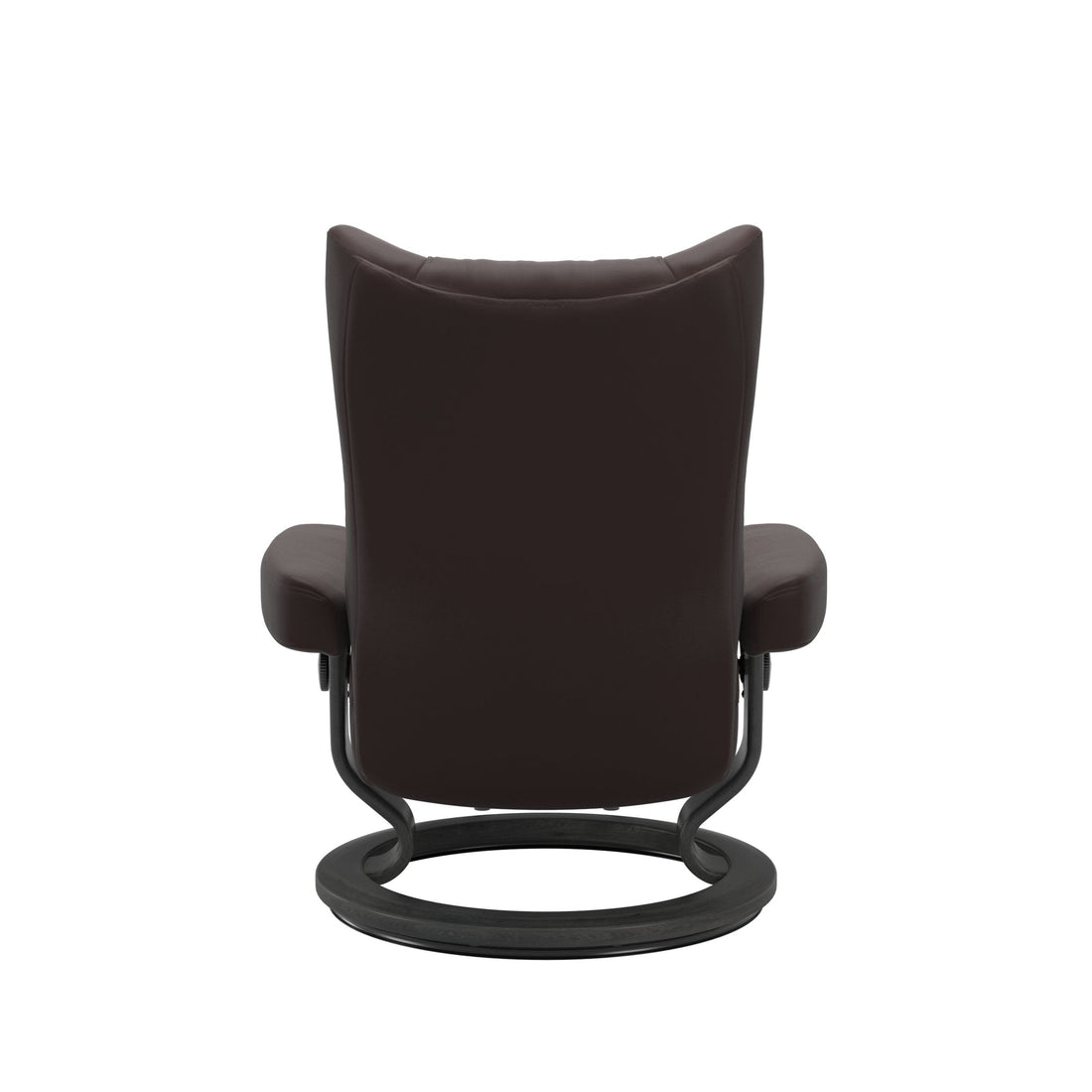 Stressless Wing Recliner Classic Base in Paloma Chocolate, Grey, back view