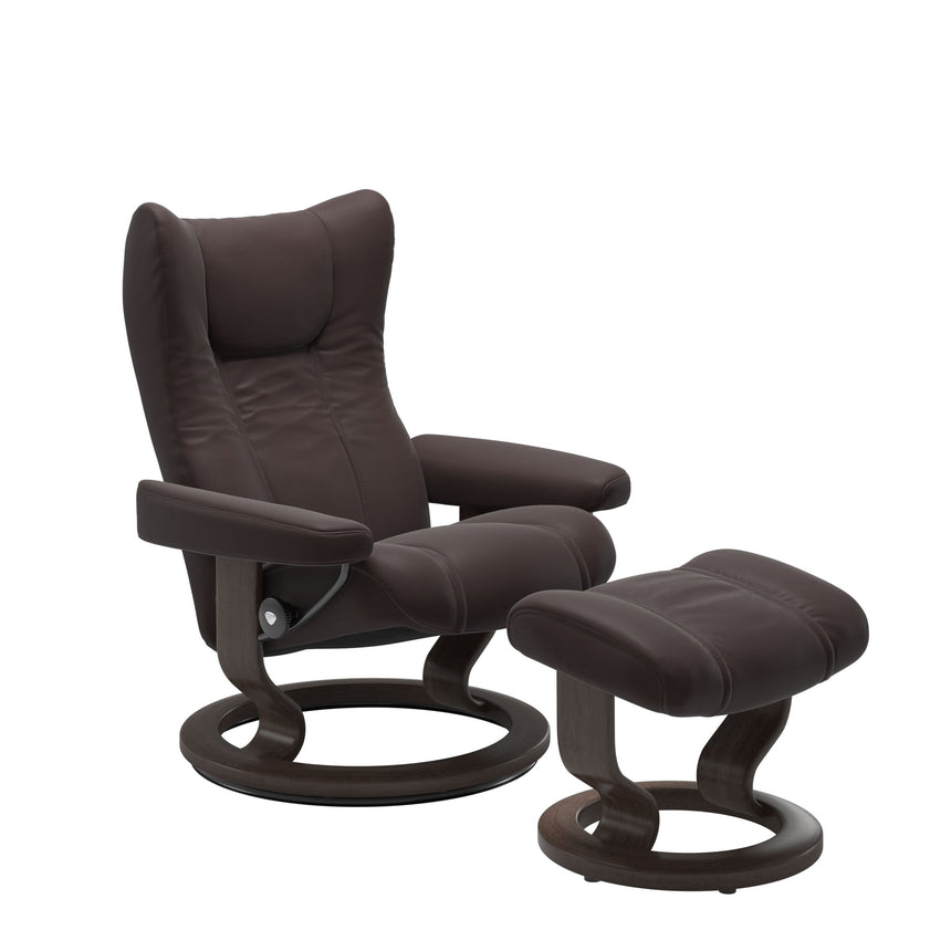 Wing Recliner - Classic Base - Paloma Chocolate - Wenge Wood