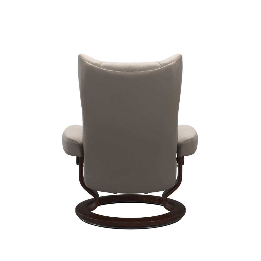 Stressless Wing Recliner Classic Base in Paloma Dark Mushroom, Brown, back view