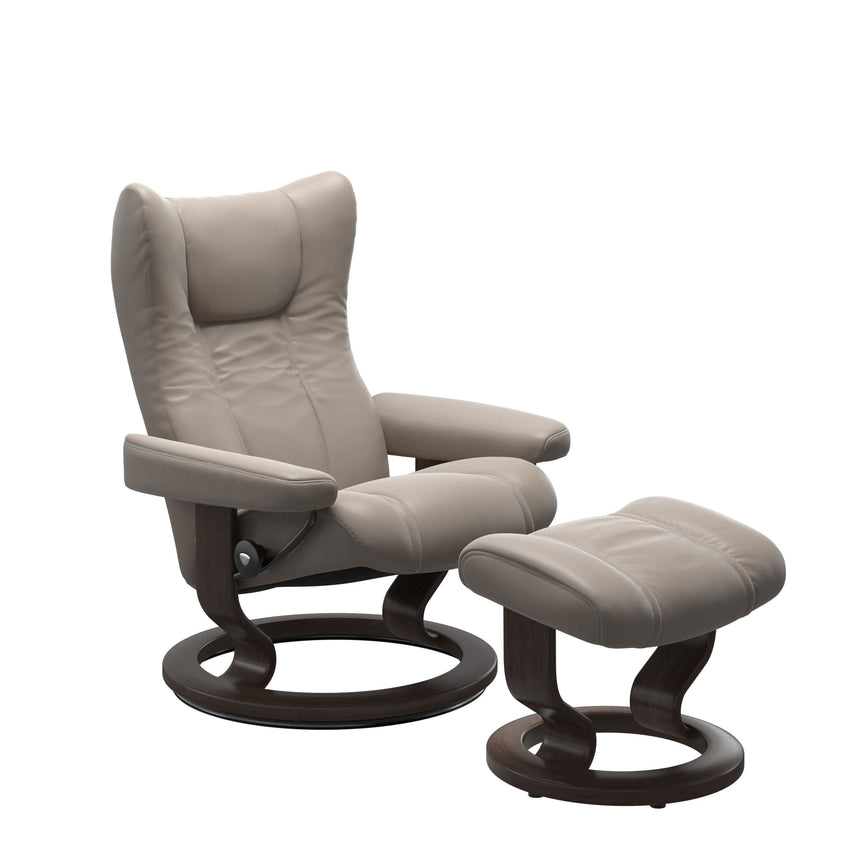Wing Recliner - Classic Base - Paloma Dark Mushroom - Wenge Wood