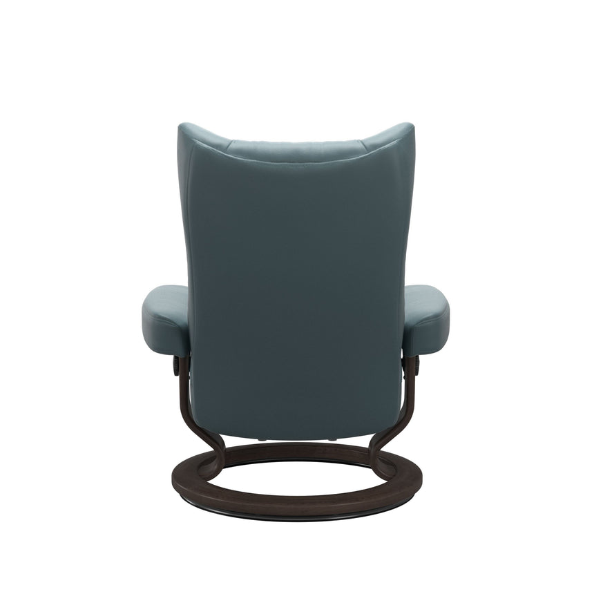 Wing Recliner - Classic Base - Paloma Teal Blue - Wenge Wood