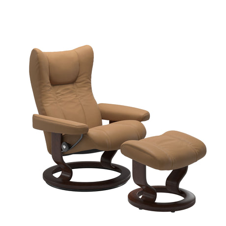 Wing Recliner - Classic Base - Paloma Taupe - Brown Wood