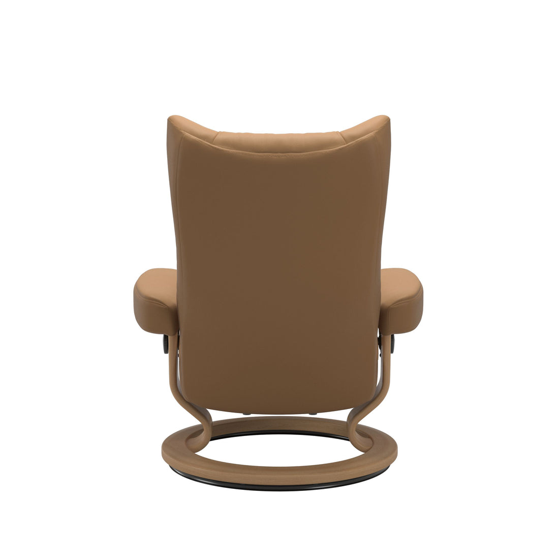 Stressless Wing Recliner Classic Base in Paloma Taupe, Oak, back view
