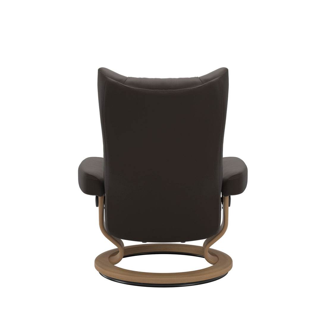 Stressless Wing Recliner Classic Base in Paloma Chestnut, Oak, back view