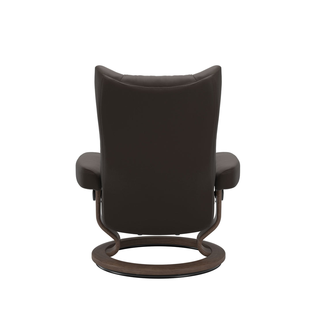 Stressless Wing Recliner Classic Base in Paloma Chestnut, Walnut, back view
