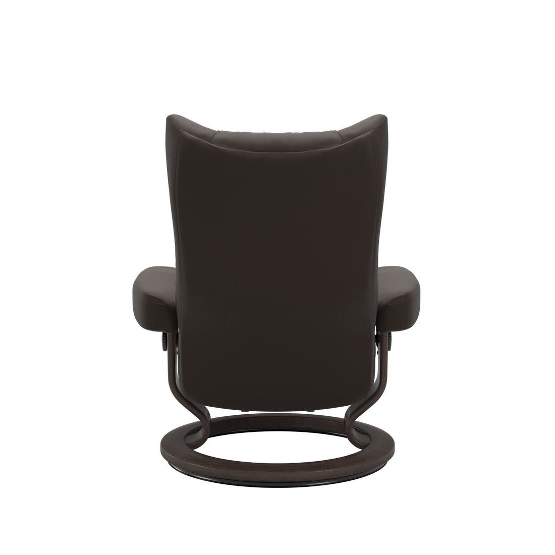 Stressless Wing Recliner Classic Base in Paloma Chestnut, Wenge, back view