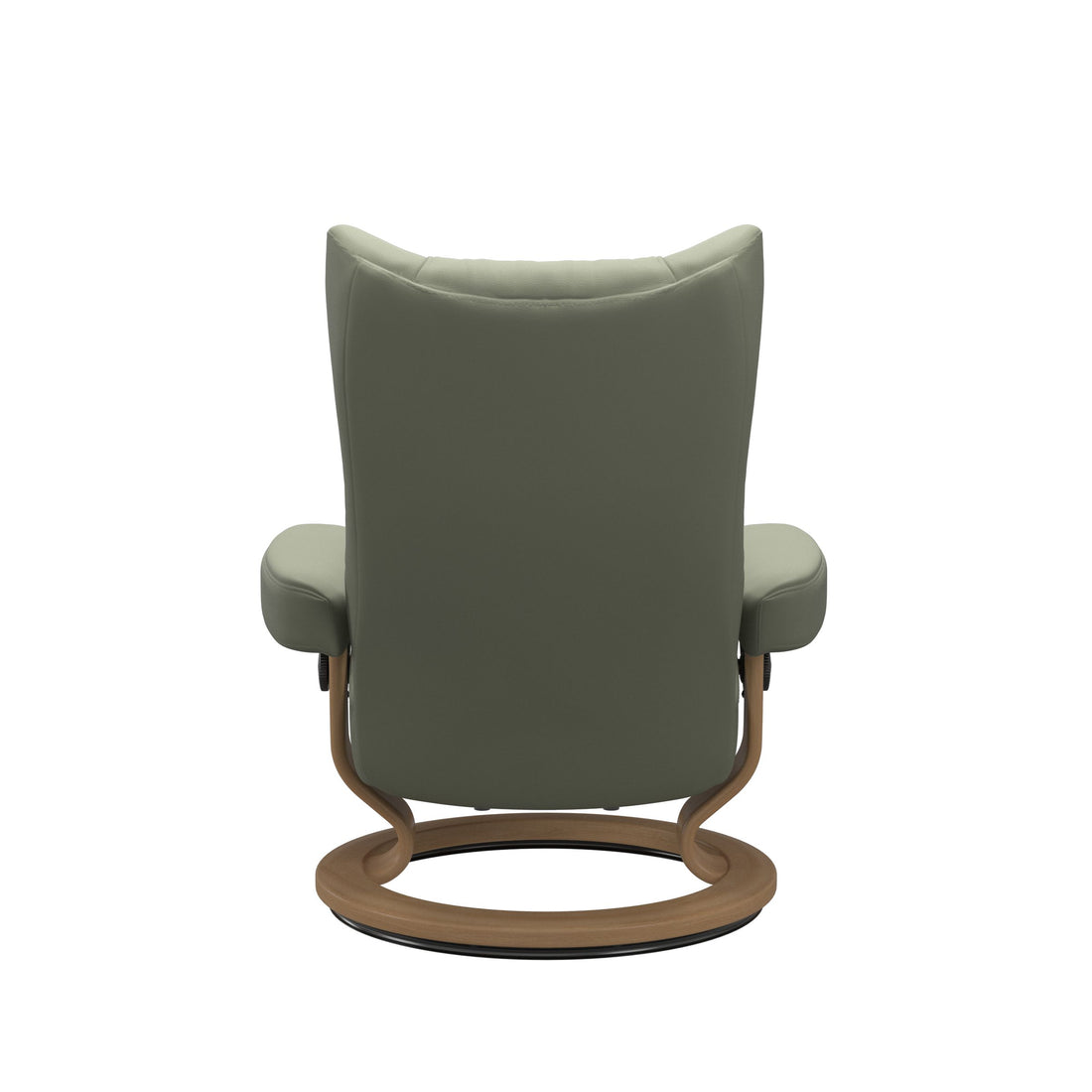 Stressless Wing Recliner Classic Base in Paloma Shadow Green, Oak, back view