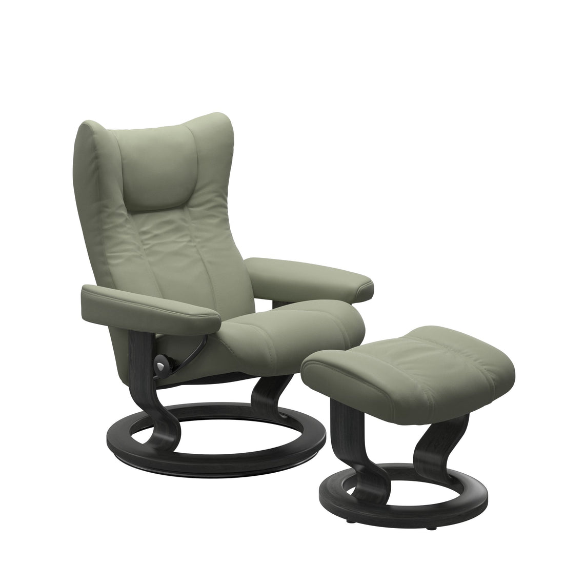 Stressless Wing Recliner Classic Base in Paloma Shadow Green, Grey, front view
