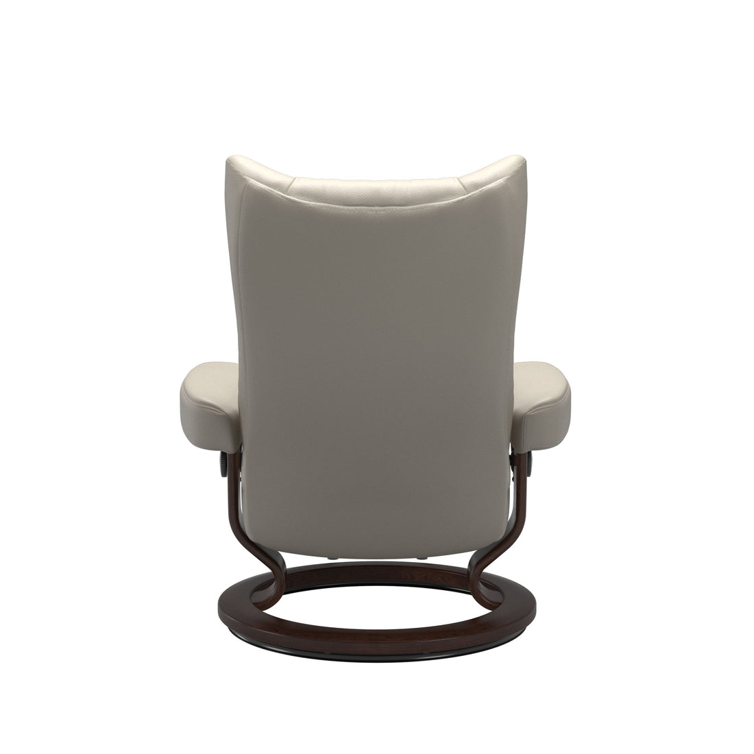 Stressless Wing Recliner Classic Base in Velaro Light Grey, Brown, back view