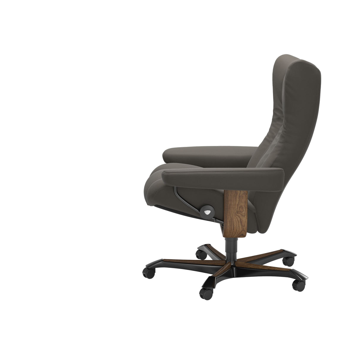 Wing - Office Chair - Paloma Metal Grey - Teak Wood
