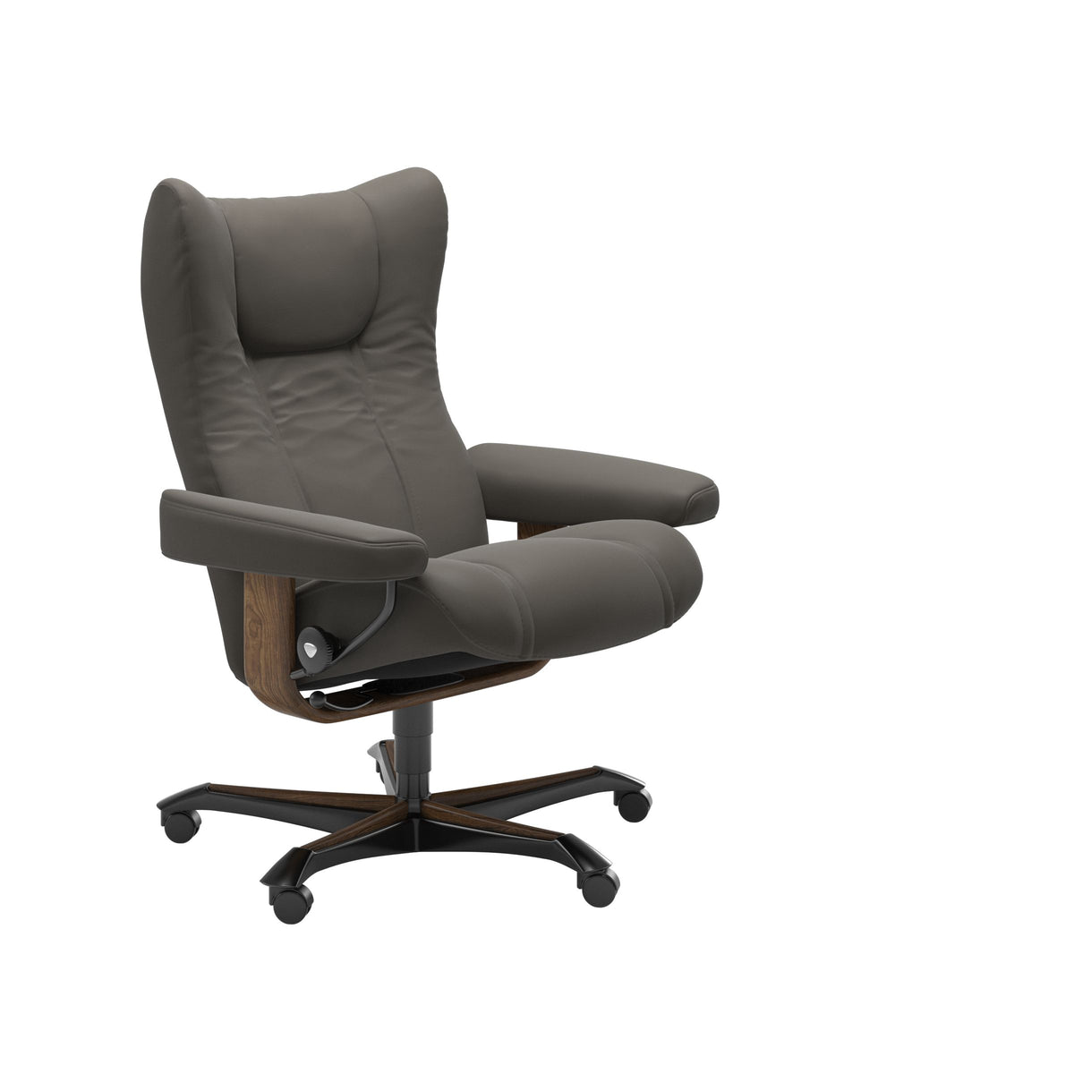 Wing - Office Chair - Paloma Metal Grey - Teak Wood
