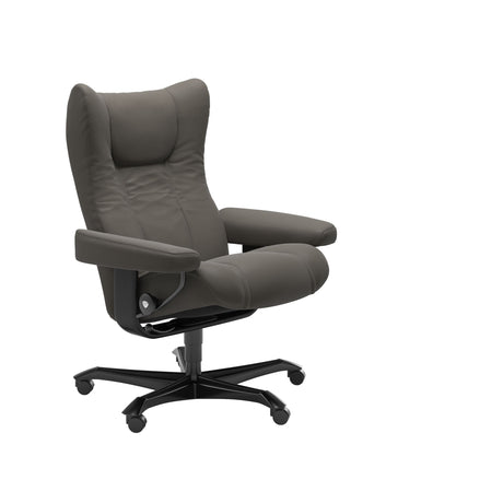 Wing - Office Chair - Paloma Metal Grey - Black Wood