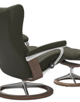 Paloma Leather Dark Olive L & Walnut Base | Stressless Wing Signature Recliner | Valley Ridge Furniture