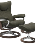 Paloma Leather Dark Olive L & Walnut Base | Stressless Wing Signature Recliner | Valley Ridge Furniture