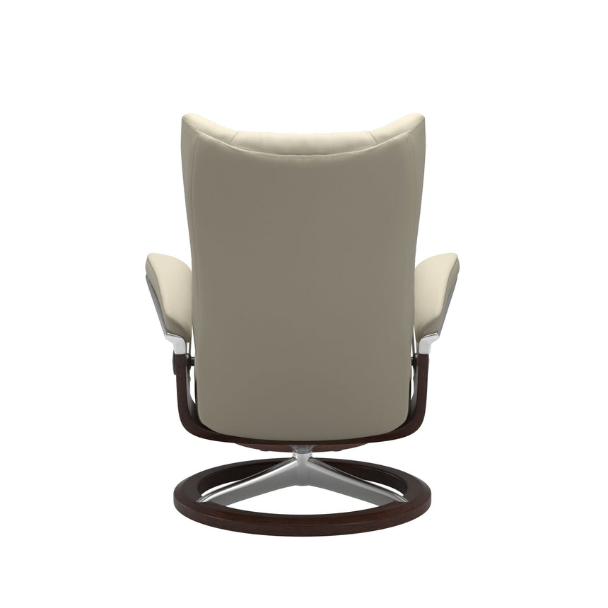 Wing Recliner - Signature Base - Paloma Light Grey - Brown Wood