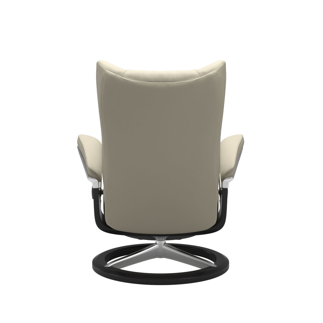 Stressless Wing Recliner Signature Base in Paloma Light Grey, Black, back view