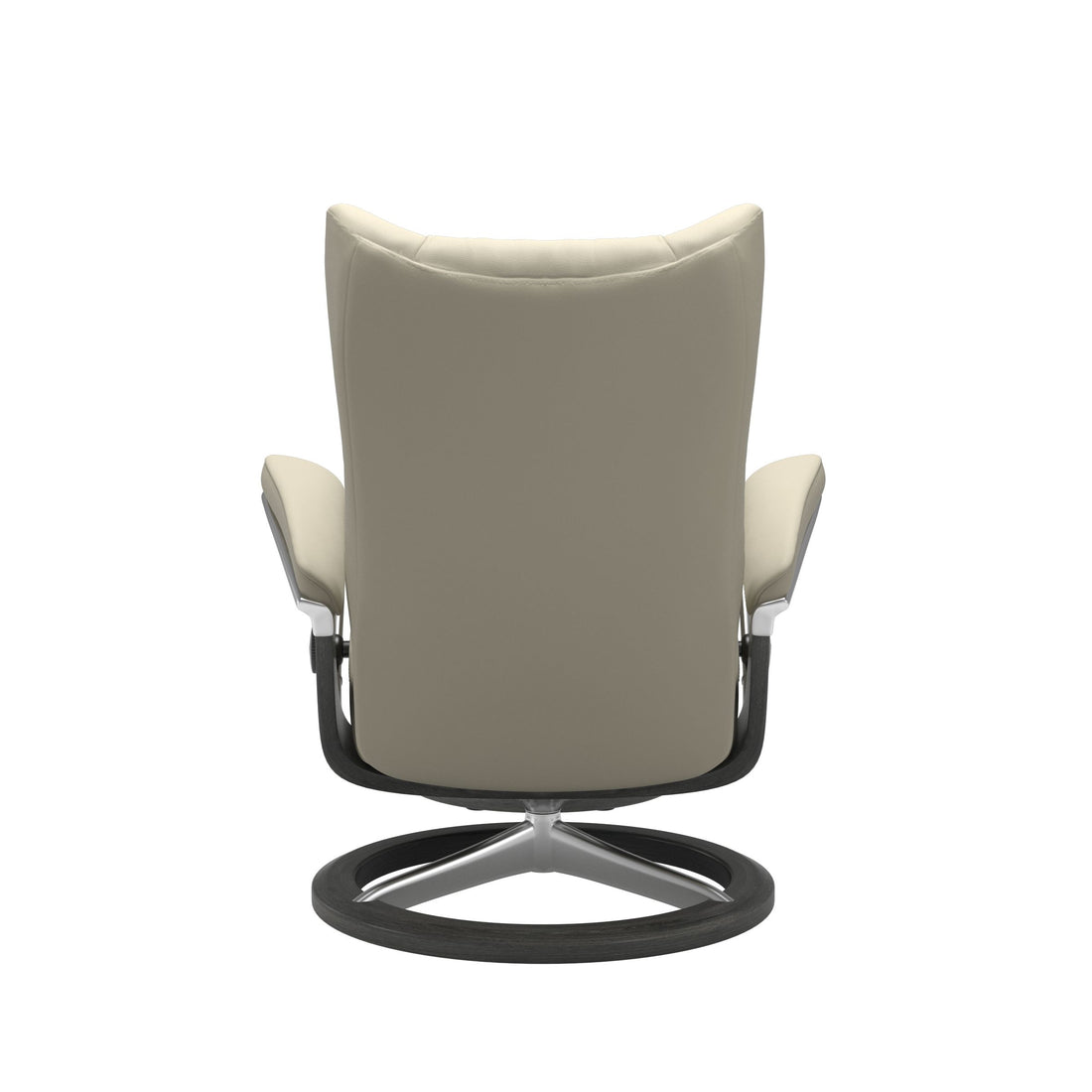 Stressless Wing Recliner Signature Base in Paloma Light Grey, Grey, back view