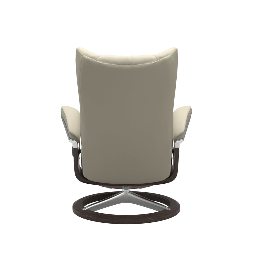 Wing Recliner - Signature Base - Paloma Light Grey - Wenge Wood