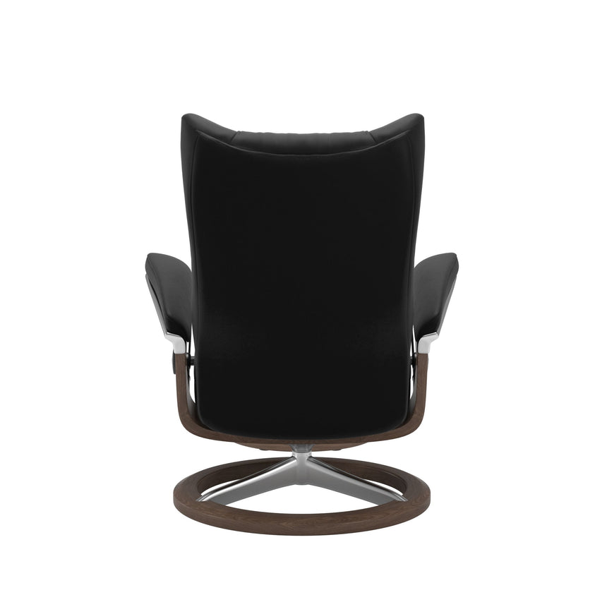Wing Recliner - Signature Base - Paloma Black - Walnut Wood