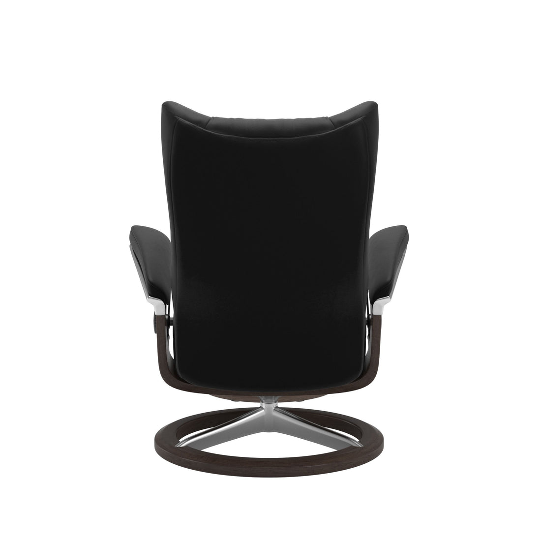 Stressless Wing Recliner Signature Base in Paloma Black, Wenge, back view