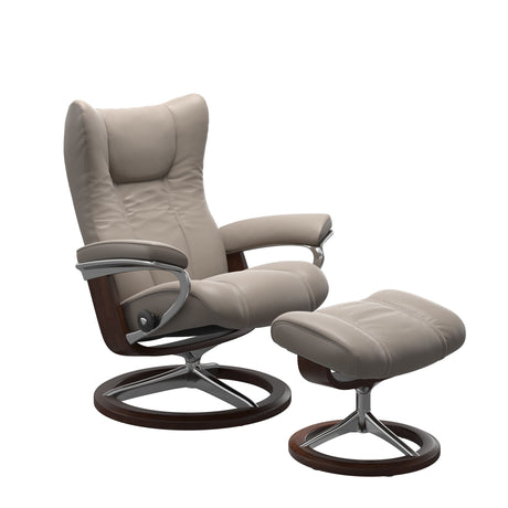 Wing Recliner - Signature Base - Paloma Dark Mushroom - Brown Wood