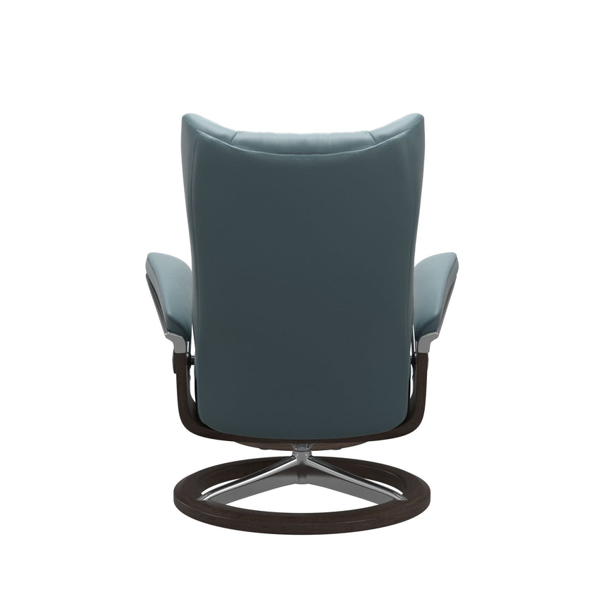 Wing Recliner - Signature Base - Paloma Teal Blue - Wenge Wood