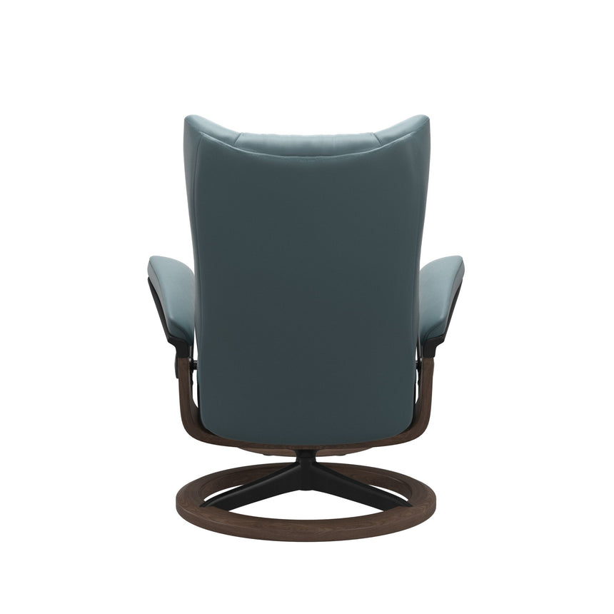 Wing Recliner - Signature Base - Paloma Teal Blue - Walnut (with Matte Black) Wood