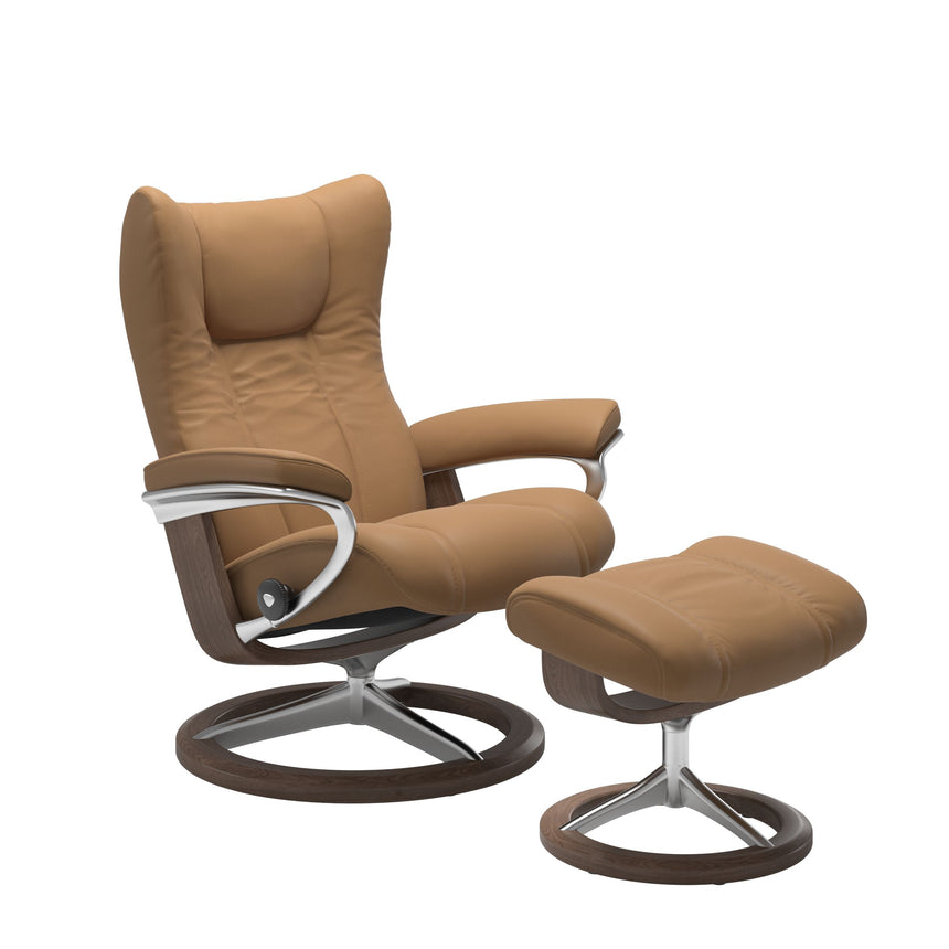 Wing Recliner - Signature Base - Paloma Taupe - Walnut Wood