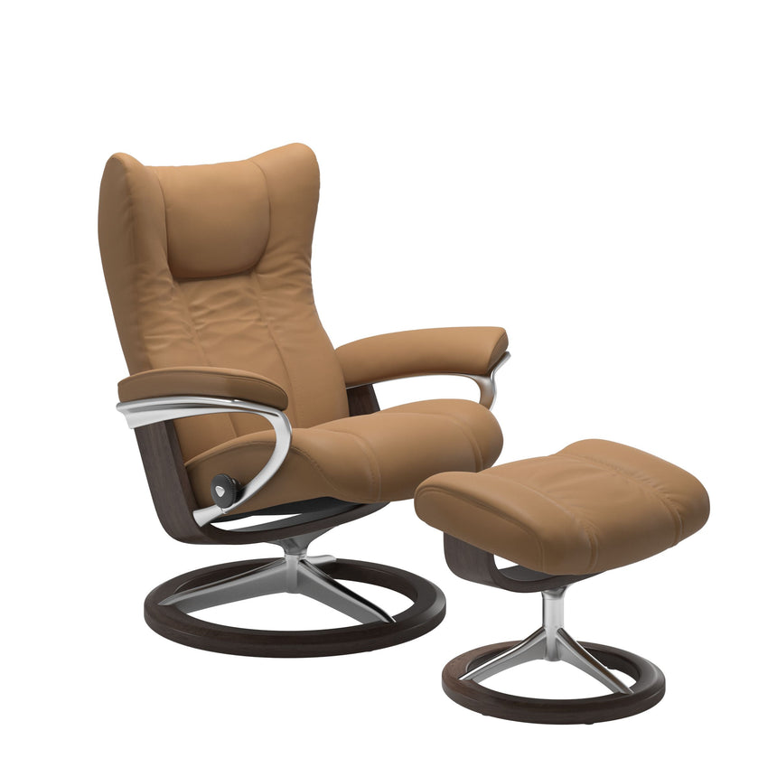 Wing Recliner - Signature Base - Paloma Taupe - Wenge Wood